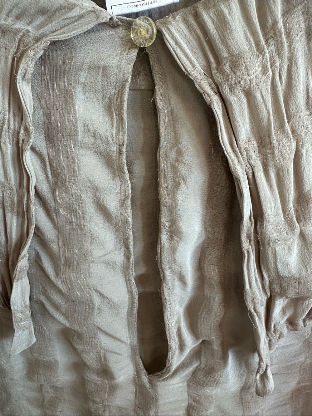 Vintage Chanel 1999A Silk Metallic Gauze Sailor Collar Blouse Taupe CC Button 44 - Picture 8 of 17